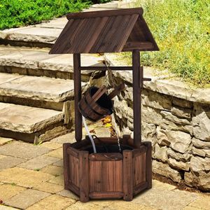 Fuente de Agua Decorativa de Madera Rústica para Jardín con Bomba para Decoración de Exteriores - Product Image 3