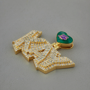 King Letter Pendant Gold Plated Crystal Rhinestone Themed Charm Hiphop Style For Unisex Fashion Jewelry - Product Image 3