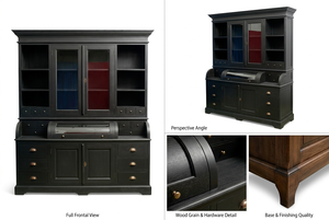 <span class=keywords><strong>Venero</strong></span> - Mueble de Almacenamiento de Madera con Acabado Negro Desgastado Natural, Vitrina de Vidrio y Organizador de Cajones para un Interior de Hogar Elegante - Product Image 5