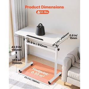 Escritorio de Altura Ajustable de 32" x 16", Escritorio Móvil para Computadora con Base Inclinable de 360 Grados - Product Image 2