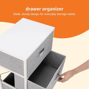 Basics Fabric <b>4</b> <b>Drawer</b> <b>Storage</b> Organizer | Closet <b>Storage</b> Unit with Metal Frame White Finish - Product Image 5