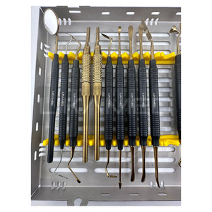 Kit d'instruments de chirurgie dentaire de qualité supérieure, outils en acier inoxydable avec revêtement céramique noir, avec cassette de stérilisation CE ISO - Product Image 4