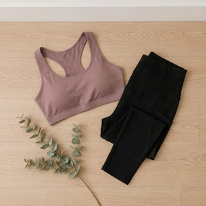 Conjunto de leggings de maternidad con bolsillos laterales y top tipo sujetador, negro, largo completo, ajustado, transpirable, para primavera - Product Image 6