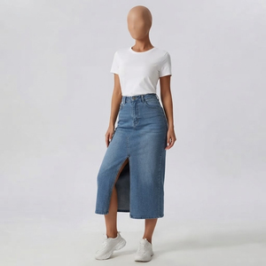 Women Pleated Denim <b>Skirts</b> Wholesale Supplier Custom Design Options For Youth Fashion Streetwear And Casual Clothing Brands - Product Image 3