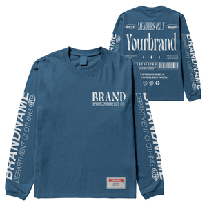 Sweat-shirts pour hommes personnalisés en molleton de coton, coupe oversize à épaules tombantes, grande taille, en molleton bouclette de poids moyen, avec impression graphique et col rond - Product Image 1