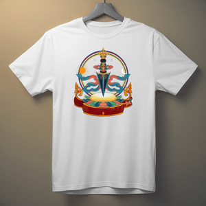 T-shirt unisexe à col rond et manches courtes Asthamangal, imprimé bouddhiste porte-bonheur, 100 % coton, séchage rapide, logo personnalisé pour promotion - Product Image 3