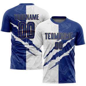Maillot de football personnalisé bleu roi et blanc, motif griffe fendue, uniforme de football personnalisé, tenue d'entraînement, kit de sport d'équipe - Product Image 2