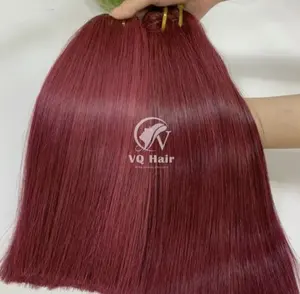 Penjualan Terbaik ekstensi rambut anyaman lurus tulang merah Burgundi ekstensi rambut dari rambut manusia Vietnam