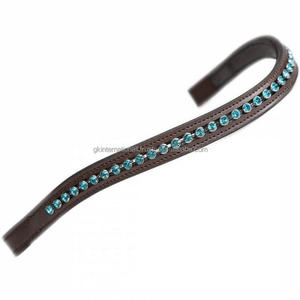 แถบคิ้วหนังแฮนด์เมดสีเขียวฮาวานาประดับเพชรขนาดใหญ่สีดำและน้ำตาล - Product Image 4