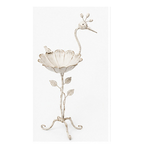 Comedero para Pájaros de Metal con Diseño Floral y Detalles de Hojas, Acabado Cepillado, Adorno de Jardín para Exteriores, Estilo Independiente - Product Image 5