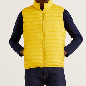 Men's Yellow Quilted Puffer Vest Mandarin Collar Waterproof Reversible Casual Outerwear Winter Wear - Product Image 3