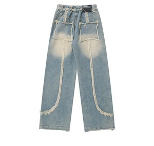 Newest Design Men's 100% Cotton Flare Acid Stonewashed High <b>Stretch</b> <b>Denim</b> Embroidery Black Fleece Lining Breathable Quick Winter - Product Image 3