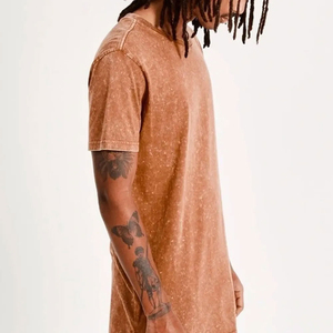 Nueva Camiseta de Algodón con Lavado Ácido Personalizada, Última Tendencia, 250 GSM, Corte Regular, Estilo Vintage, Servicio OEM MOGGIO para Hombre - Product Image 3
