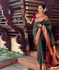 Le plus populaire KP 6091 Saree de travail long en jacquard de soie LICI à séchage rapide, avec chemisier non cousu, pour tenue de fête, prix de gros, ethnique - Product Image 1
