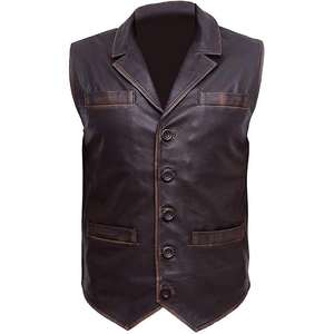 Nouvelle arrivée de gilets en cuir PU pour hommes, noirs, style hip-hop, cool, avec rivets métalliques, vente en gros personnalisée, gilets sans manches en similicuir - Product Image 1