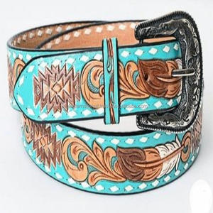 Cinturón de cuero occidental Hebilla de aleación de zinc Cinturones de cuero para hombres Cinturón de vaquero occidental de diseñador informal hecho a mano genuino al mejor precio - Product Image 4