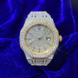 High Quality D-VVS Moissanite <b>Diamond</b> <b>Watch</b> Comes With Stainless Steel Metal Case 44mm Yellow Gold Glass Dial <b>Watch</b> For Men - Product Image 2