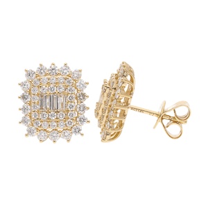 Luxury 14K Gold Square Cut Diamond Cluster <b>Earrings</b> 2.01CTW Baguette Diamonds Fashionable Square Cut Diamond Cluster <b>Earrings</b> - Product Image 1