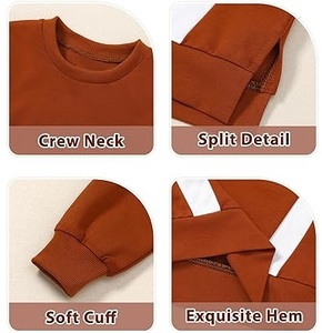 Conjunto Deportivo de Dos Piezas para Niñas, Color Sólido, Diseño a Rayas, Pantalones Deportivos, Sudadera de Felpa de Algodón - Product Image 5