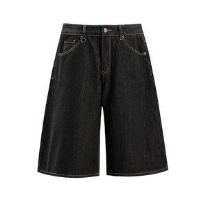 Shorts en jean tissé respirant à taille mi-haute pour homme, personnalisables avec logo et couleur, style streetwear hiver, 100 % coton, décontractés avec poches - Product Image 2