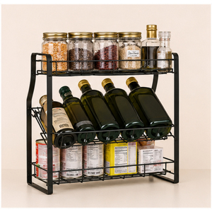 Modern 3-Tier Metal Spice <b>Rack</b> Organizer for <b>Kitchen</b> Countertop Seasoning Jar <b>Storage</b> Shelf Space-Saving Bottle Holder - Product Image 2