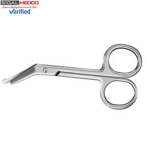 2 Tijeras Manuales para Ostomía, 4.3x2.1 Pulgadas, Curvas, de Acero Inoxidable Plateado, para Vendajes Quirúrgicos, Certificación CE, para Médicos - Product Image 6