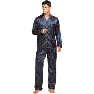 Ensemble de pyjama pour homme en satin de soie surdimensionné de luxe avec logo personnalisé, de haute qualité, pour l'hiver, taille plus - Product Image 1