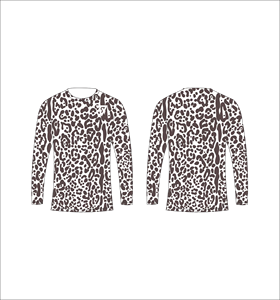mens custom sublimation brown and white mixed <b>animal</b> print long sleeve t shirt hunting fishing athletic sports training shirt - Product Image 3
