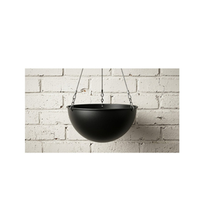 Pot suspendu moderne en métal noir mat, en fer thermolaqué durable, pour la décoration intérieure et extérieure du jardin - Product Image 1