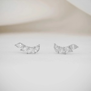 18k Gold Plated Diamond Marquise <b>Stud</b> <b>Earring</b> Graduated Cluster Design Sparkling Natural Diamond Pair Women's Fine Jewelry - Product Image 5