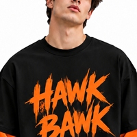 T-shirt Homme Double Couche Manches Longues Coupe Ample Streetwear Col Rond Style Décontracté Imprimé Lettres Jersey