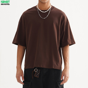 เสื้อยืดทรงบ็อกซี่ แขนสั้น คอกลม ผ้าคอตตอนผสม สไตล์ลำลอง สีพื้น สตรีทแวร์ - Product Image 2