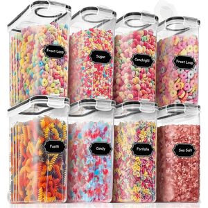 Set di 8 Contenitori Ermetici per Alimenti con Coperchi 4L (135.2 Oz) Set Contenitori per Cereali Organizzatori per Dispensa Cucina - Product Image 1
