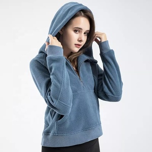 Pull à capuche épais en polaire pour femme, haut court doublé, Jogging, Fitness, hiver, 2021 - Product Image 4