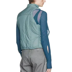 Unisex Puffer Vest Turtleneck Zipper Closure Solid Color Windproof Polyester Wadding Autumn Sporty Style Regular Fit - Product Image 4