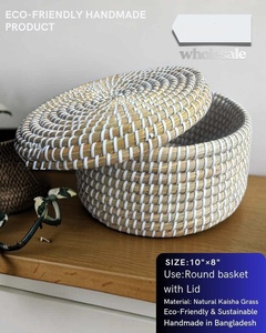 Paniers en jonc de mer écologiques en gros pour le stockage alimentaire et la décoration intérieure, fabriqués au Bangladesh - Product Image 3