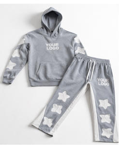 Ensemble de survêtements pour hommes en molleton de coton respirant de haute qualité, avec col à capuche et fermeture éclair quart de tour, imprimé floqué, pour l'hiver - Product Image 1