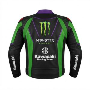 เสื้อแจ็คเก็ตสำหรับขี่มอเตอร์ไซค์ Rawasaki สำหรับผู้ชาย/เสื้อแจ็คเก็ตหนังวัวแท้ พร้อมเกราะป้องกันระดับ CE 2 พร้อม Hump - Product Image 2