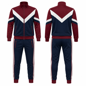 Conjunto Deportivo Unisex 2 en 1, Diseño Sólido, Cierre Completo, Cuello Alto, Estilo Deportivo, Ropa de Otoño, Transpirable, Corte Regular - Product Image 1