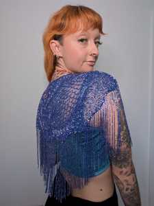 Top Corto de Moda para Mujer con Lentejuelas, Perlas y Borlas, Bralette Brillante con Pedrería y Cadenas - Product Image 3