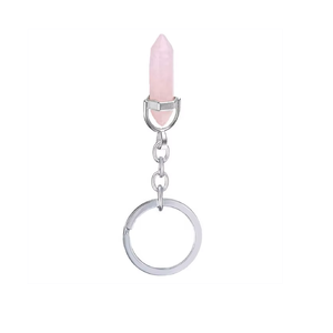High Quality Crystal Keychain Stone Rose quartz Crystal Pencil <b>key</b> <b>chain</b> natural Stone bead Healing <b>Key</b> Holder Gift Women <b>Key</b> - Product Image 5