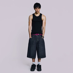 Pantalones Cortos de Mezclilla para Hombre, 100% Algodón, Transpirables, Tejidos, Lavados, con Bolsillos Cargo, Cintura Media, Estilo Casual Urbano, para Verano - Product Image 1