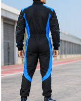 Combinaison de course pour homme, noire et bleue, manches longues, polyester respirant, imperméable, séchage rapide, couleurs contrastées, pour la moto et les courses automobiles