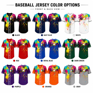 Mesh Baseball Jersey Sublimation <b>Paint</b> Splash Full Button V Neck Athletic Mesh Breathable Custom OEM Wholesale Manufacturer - Product Image 4