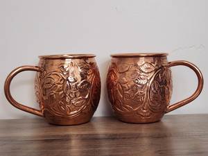 Hammered copper beverage mug collection premium handcrafted drink <b>cups</b> <b>reusable</b> cocktail serving mugs - Product Image 5