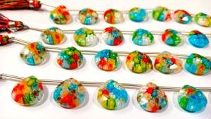 Cuentas de Cuarzo Cristalino con Diseño de Flor, Multicolores, en Forma de Corazón, Facetadas, de 14 mm, Vendidas por Hilo de 8 Pulgadas de Largo - Product Image 6