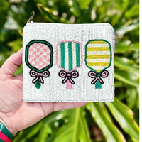 Dompet Koin Bordir Buatan Tangan Berhias Manik-Manik dengan Ritsleting, Bahan Katun Ramah Lingkungan, Tahan Lama, Berkualitas Tinggi, Unisex, Ringkas