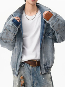 Wholesale Clothing Manufacturer Men's Jackets Custom Basic Solid Color <b>Jeans</b> Men's Jackets Latest Streetwear Styling Apparel - Product Image 4