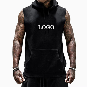 Fabricant de t-shirts personnalisés sérigraphiés, streetwear vintage, débardeurs à capuche en coton pour hommes, coupe ample, sans manches - Product Image 2