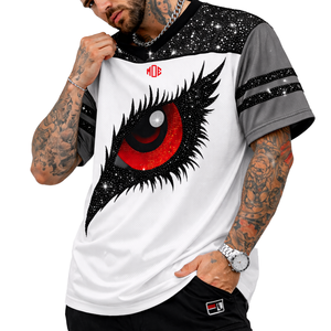 T-shirt de style football pour hommes avec motif œil en strass de luxe, style streetwear surdimensionné, style maillot de sport, maille respirante, unisexe - Product Image 6
